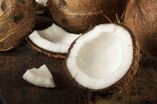 Geöffnete Kokosnuss